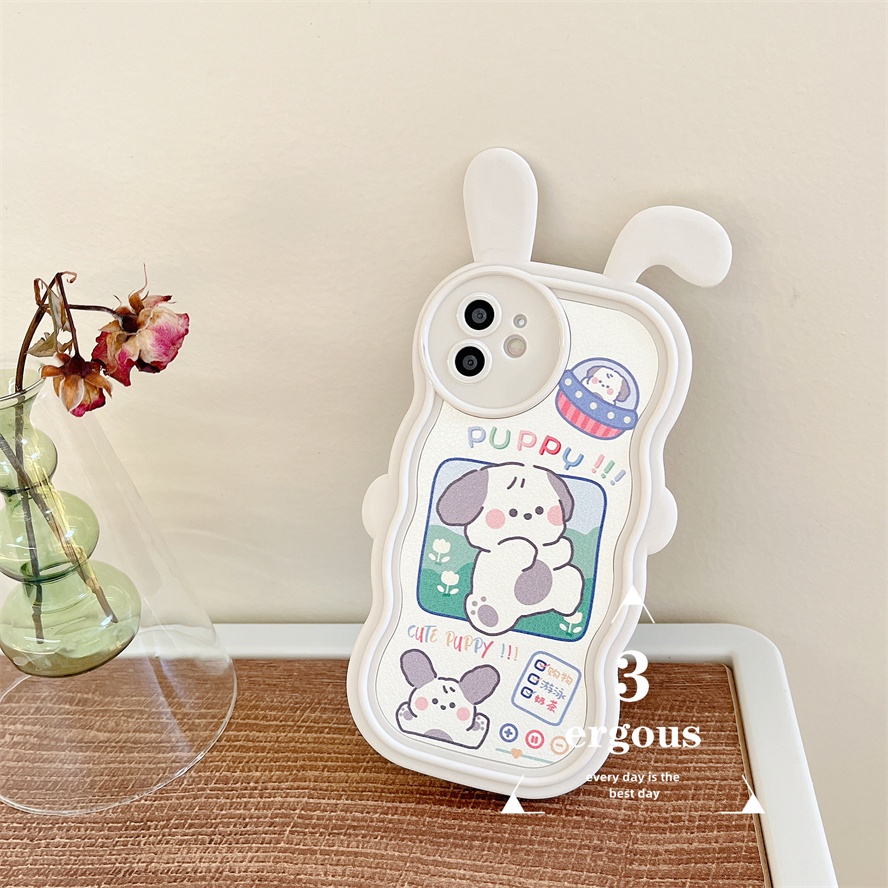 Ear CaseỐp Điện Thoại TPU Mềm In Hình Chú Cún Hoạt Hình Dễ Thương Cho IPhone 14 13 12 11 Pro Max X XR Xs Max