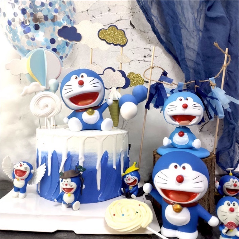 Mô Hình Nhân Vật Doraemon 2 Kiểu Bằng PVC 10cm Trang Trí Bánh Kem