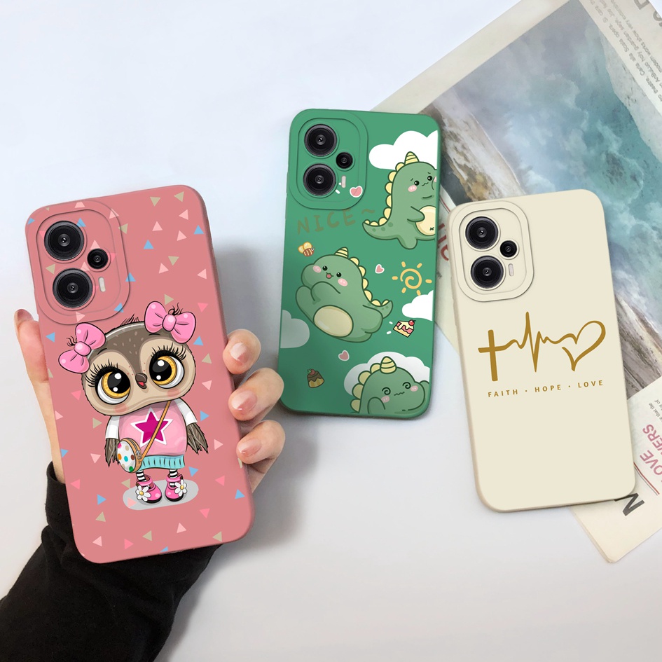Đối với Ốp lưng điện thoại Xiaomi Redmi Note 12 Turbo 5G Chống sốc Khủng long Tình yêu Trái tim lỏng silicon vuông mềm Ốp lưng cho Redmi Note 12Turbo Capa Ốp lưng