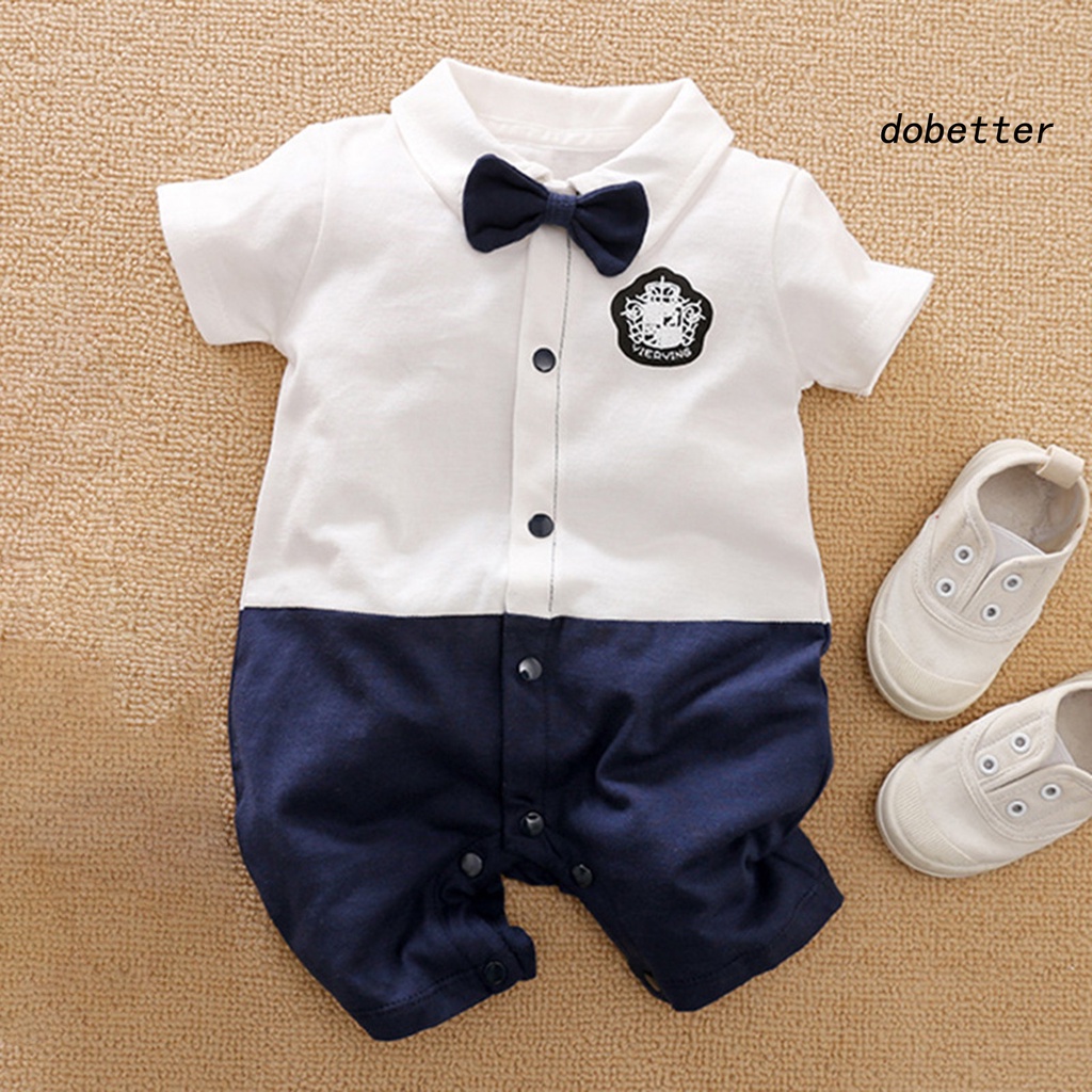 Bộ Đồ Ngủ Liền Thân Tay Ngắn Phong Cách Quý Ông Thời Trang Xuân Hè Cho Bé Sơ Sinh