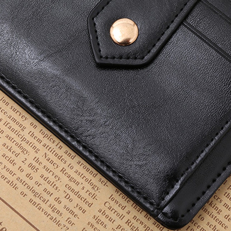 Ví Da pu Ngắn Mỏng Màu Trơn Đựng Tiền / Thẻ Có Khóa Kéo Thời Trang Cho Nam