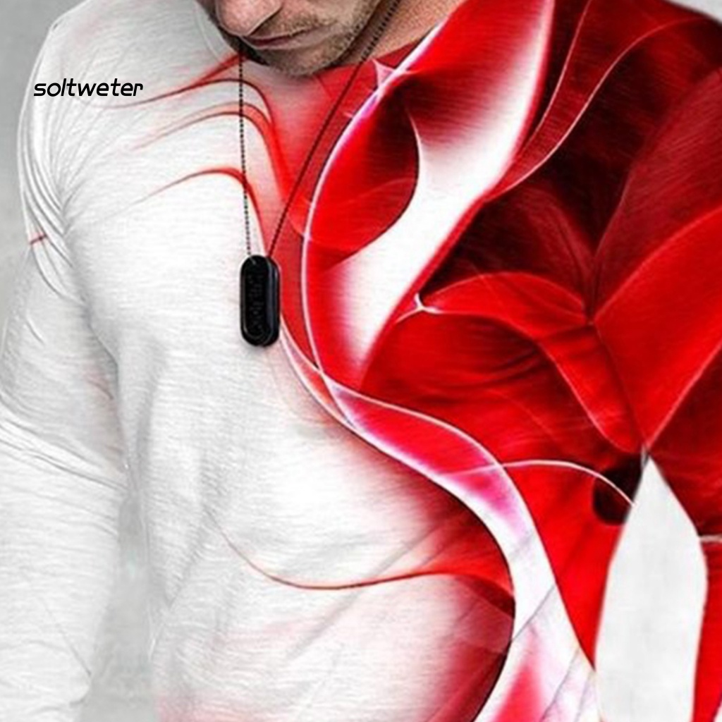 Áo Thun Cổ Tròn Dáng Ôm In Họa Tiết Trừu Tượng Thời Trang Mùa Xuân Cho Nam