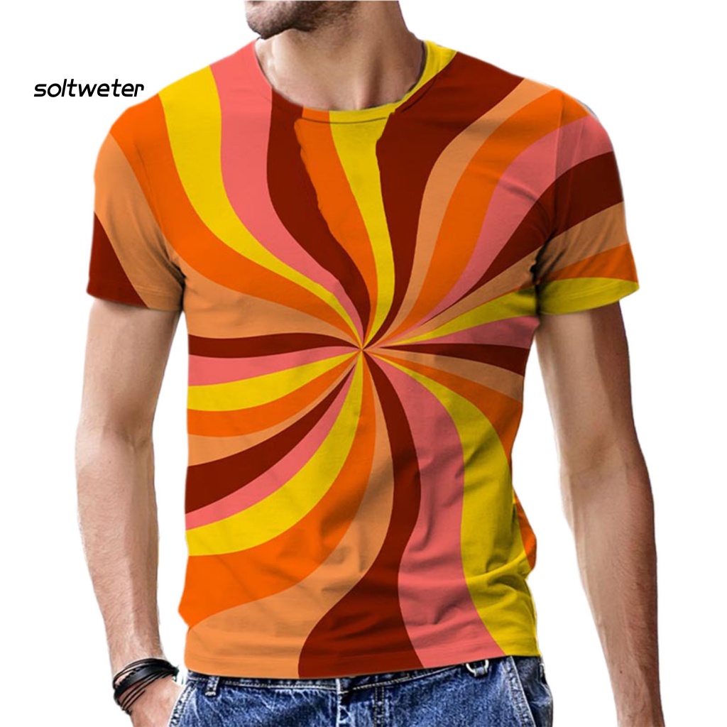 St Áo Thun Quang Học Cổ Tròn Ngoại Cỡ Mặc Hàng Ngày Cho Nam