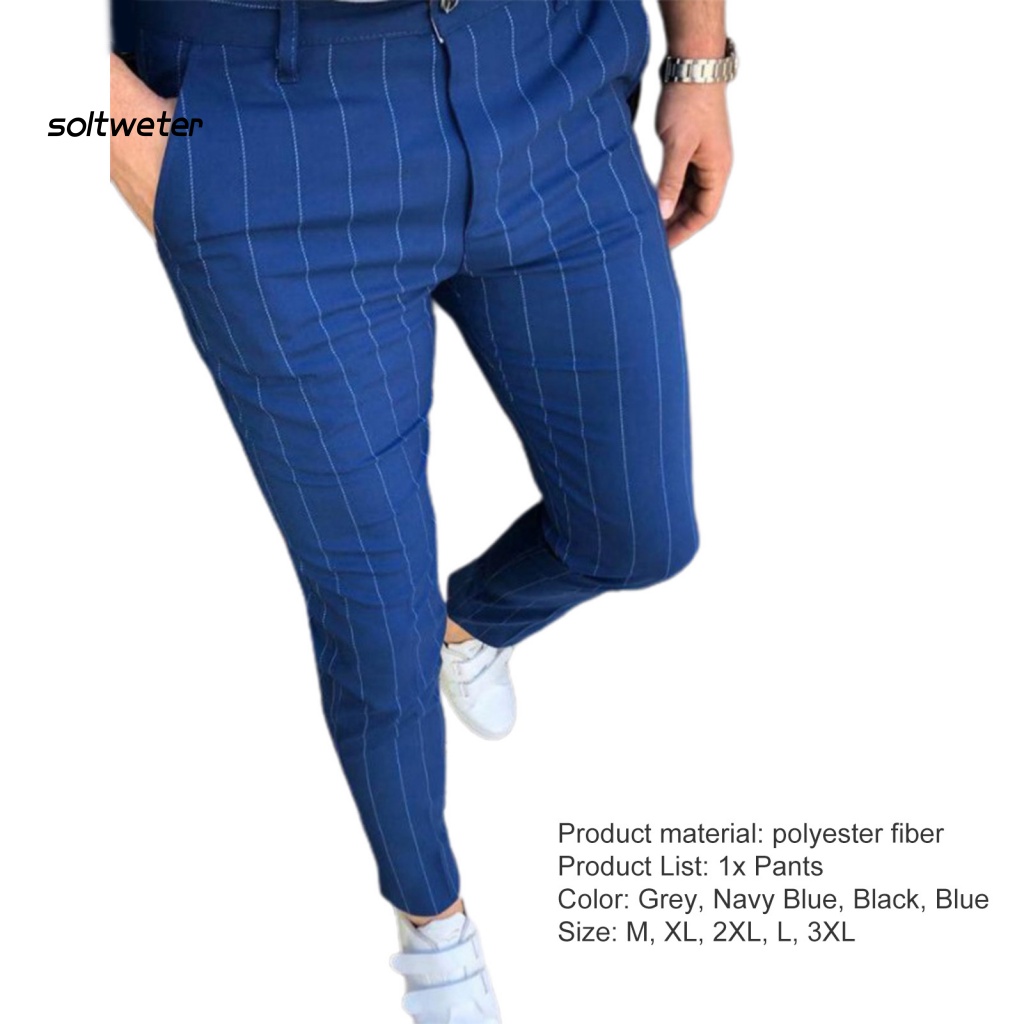 Quần Tây Lưng Vừa Có Túi Họa Tiết Kẻ Sọc Thời Trang Công Sở Cho Nam