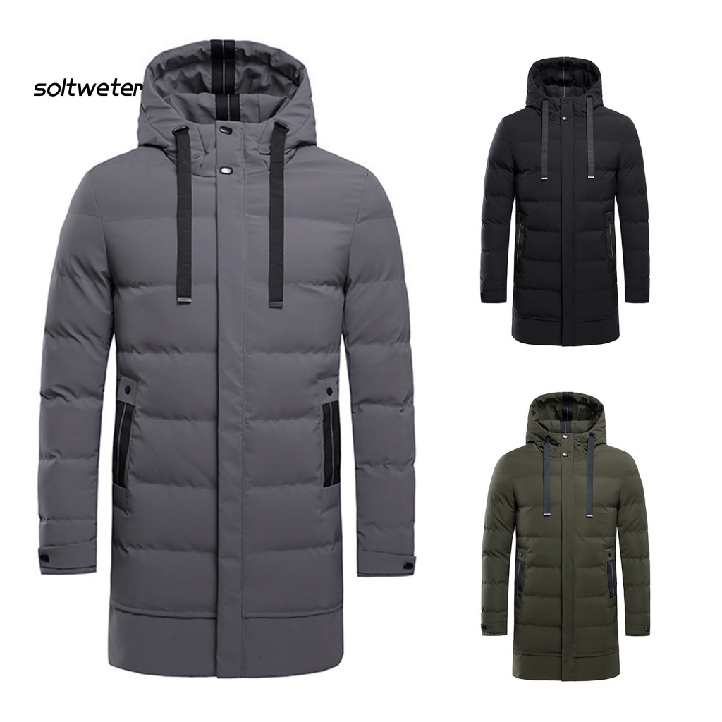 Áo Khoác Phao Cotton Tay Dài Có Mũ Trùm Và Dây Rút Thời Trang Thu Đông Cho Nam