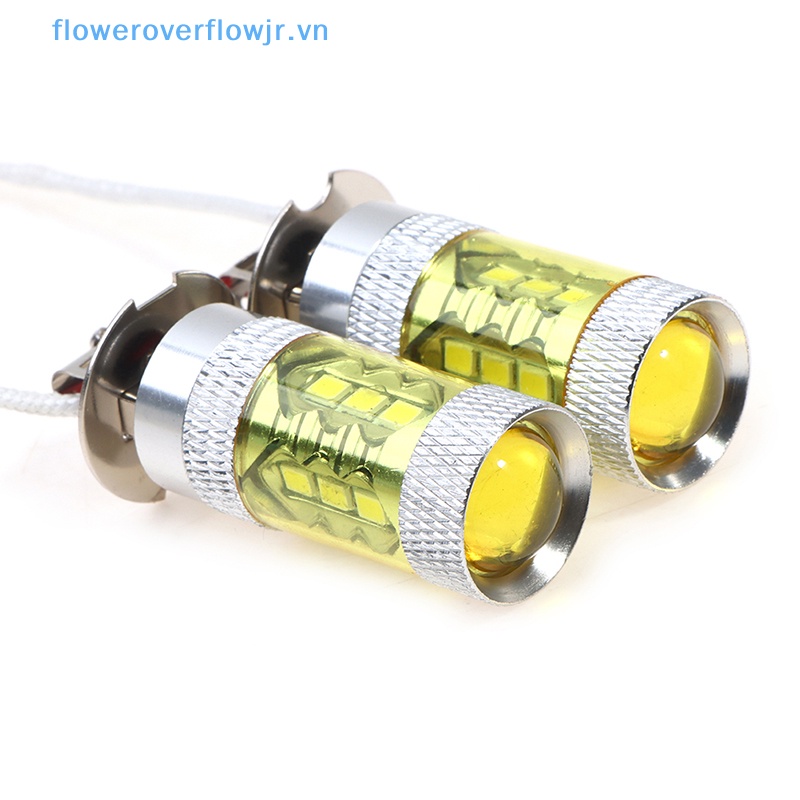 2 Đèn LED Phá Sương Mù Ánh Sáng Vàng 12-24V H3 80W 16 SMD Cho Xe Hơi