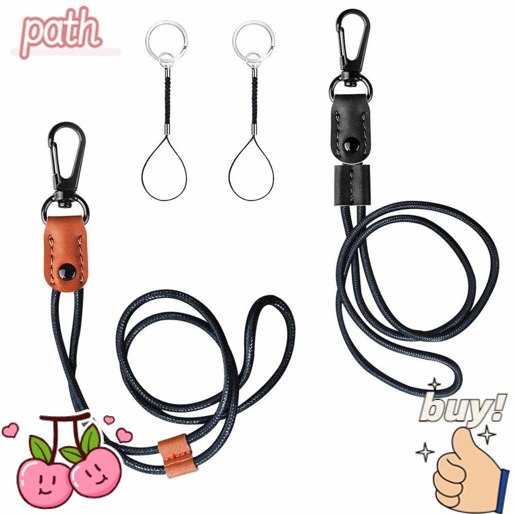 1 Móc Khóa Dây Da Bện Kèm Móc Kim Loại Có Thể Điều Chỉnh