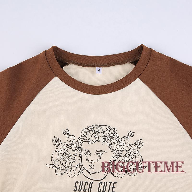 Áo Thun Lửng Ngắn Tay In Hình Thời Trang Nữ Tính