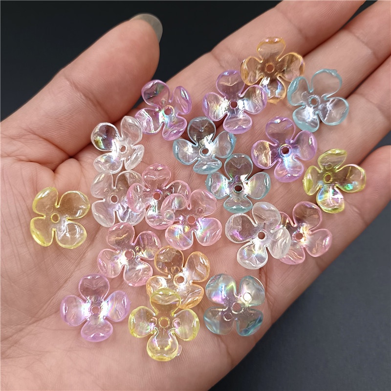 Bộ 20 Hạt Xâu Chuỗi Hình Cánh Hoa Nhiều Màu Sắc Tự Làm Trang Sức Thời Trang