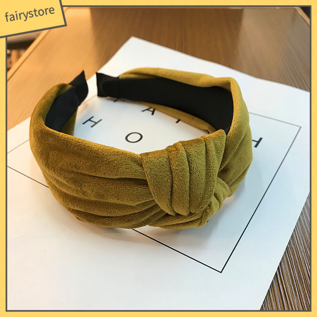 Băng Đô Nhung Thắt Nút Co Giãn Bản Rộng Phong Cách Hàn Quốc Thanh Lịch Cho Nữ Mặc Hàng Ngày