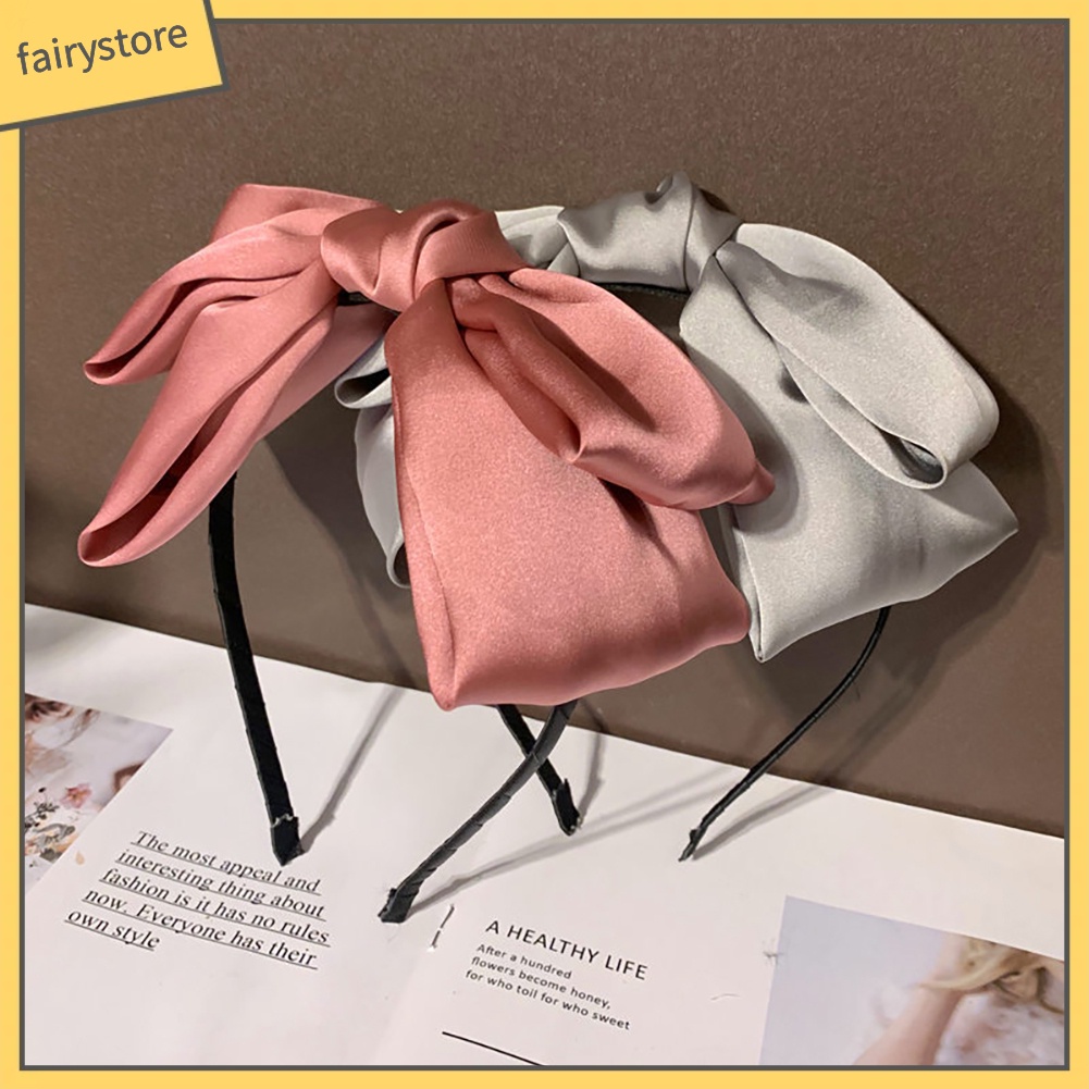 Băng Đô Nơ Cài Tóc Màu Trơn Phong Cách Vintage Thời Trang Cho Nữ