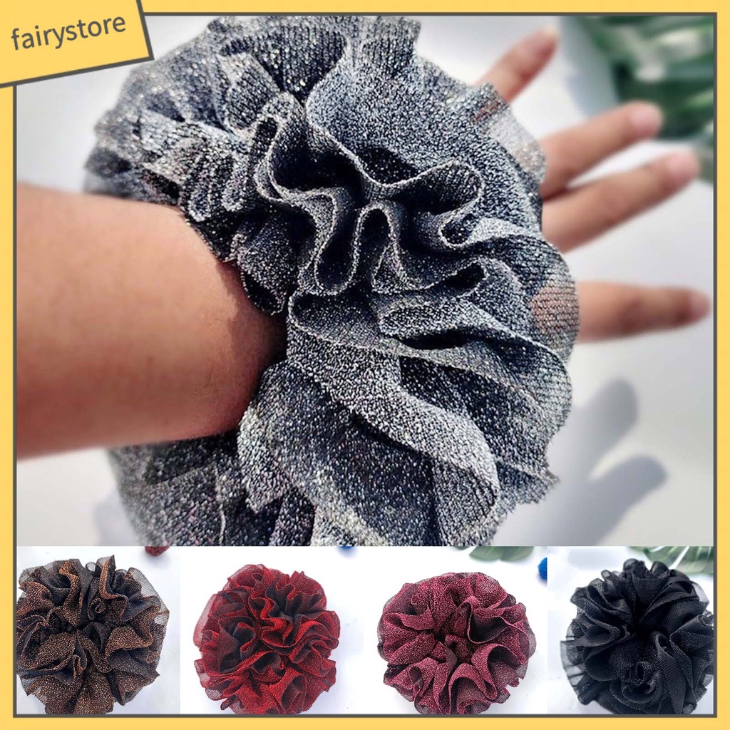 Dây Buộc Tóc Co Giãn Cao Hình Bông Hoa Lấp Lánh