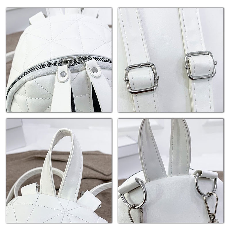 Ba Lô Da pu Họa Tiết Kim Cương Đơn Giản Phong Cách Hàn Quốc Cho Nữ