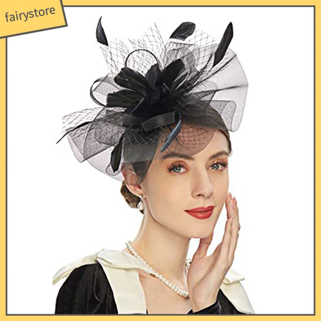 Băng Đô Cài Tóc Đính Lông Vũ Thời Trang Cho Cô Dâu