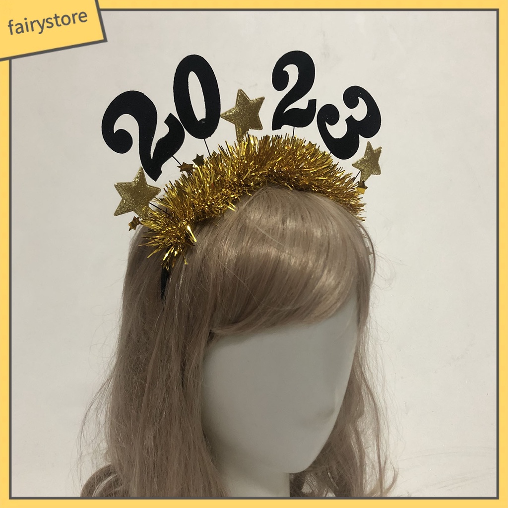 Băng Đô Cài Tóc Đính Chữ Số Và Ngôi Sao Lấp Lánh Mừng Năm Mới 2023