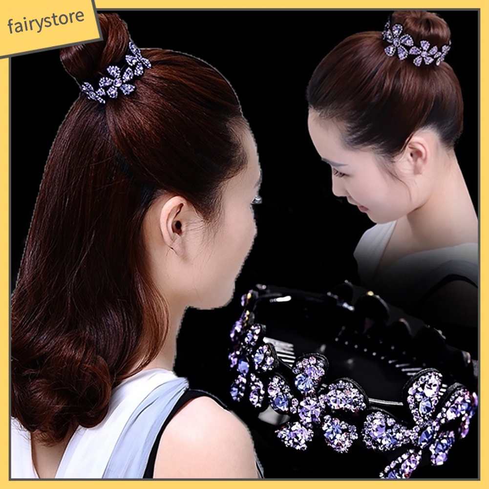 Kẹp Tóc Xoắn Đính Đá Hình Hoa Lấp Lánh Cho Nữ