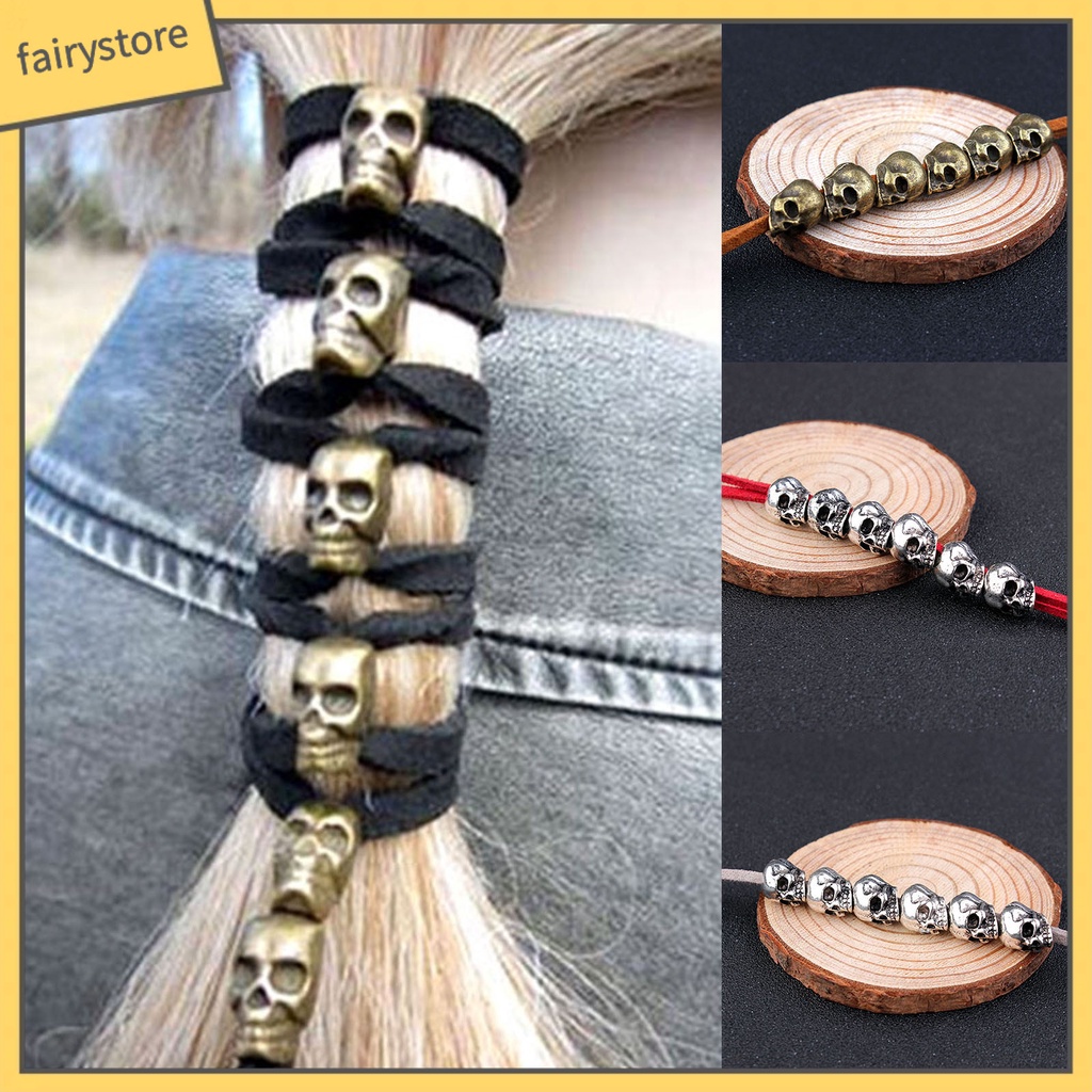 Dây Buộc Tóc Đuôi Ngựa Hình Đầu Lâu 3D Phong Cách Gothic DIY