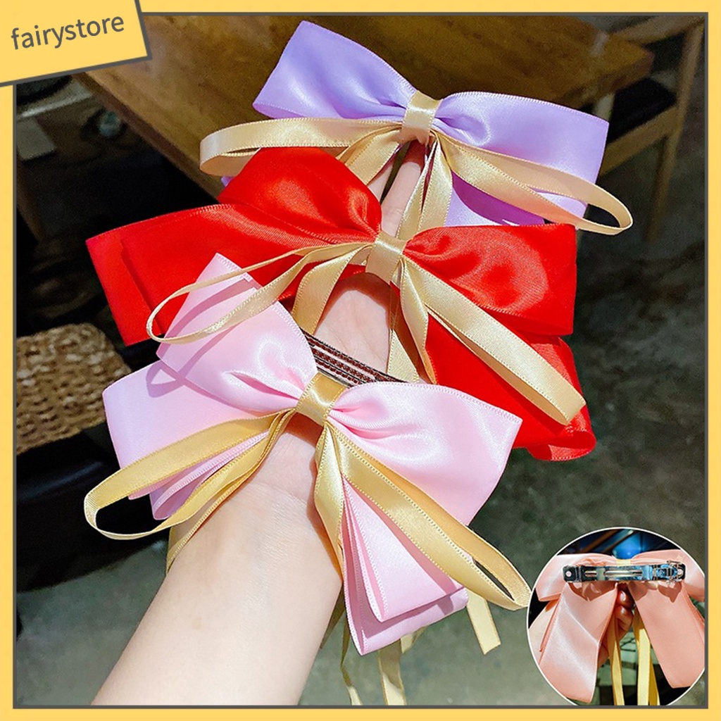 Kẹp Tóc Nơ Ruy Băng Dài Co Giãn Ngọt Ngào Cho Nữ