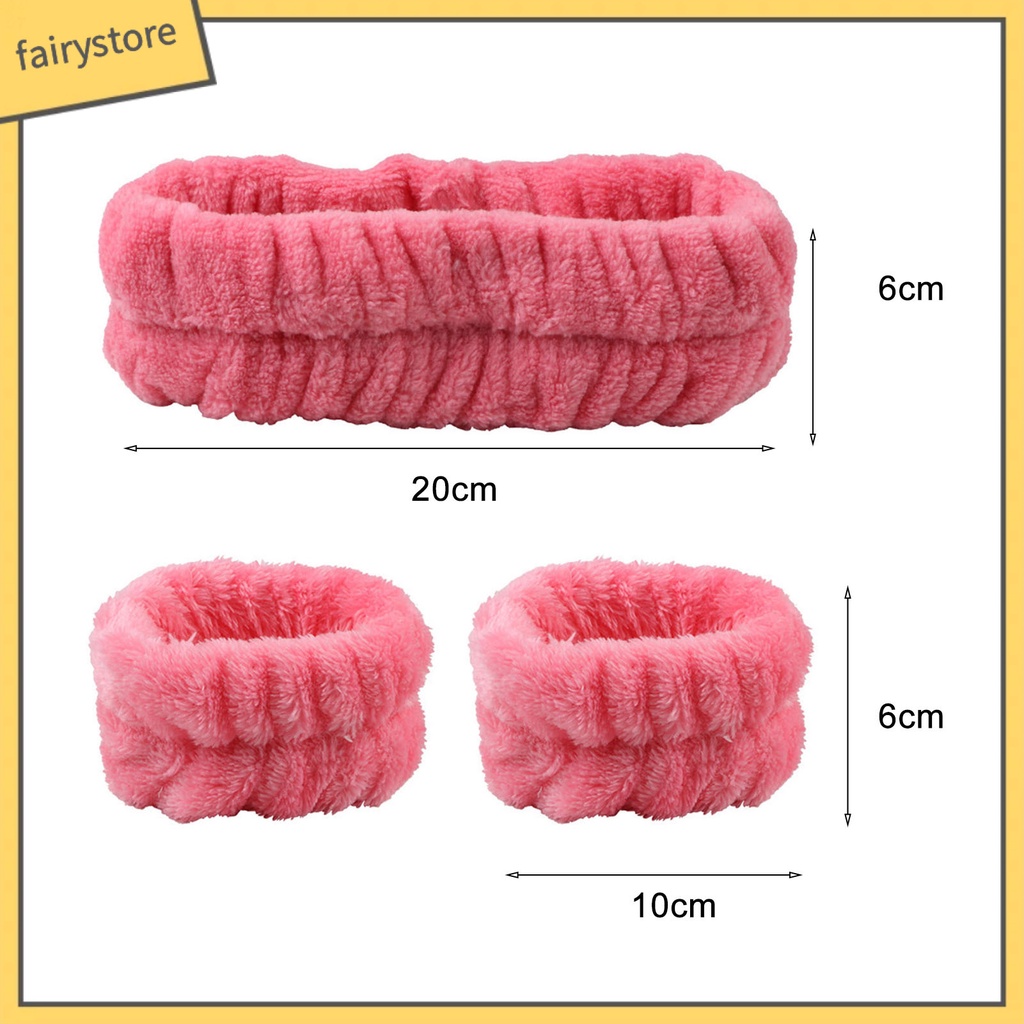 Bộ 3 Băng Đô Trang Điểm Lông Cừu San Hô Màu Sắc Tươi Sáng Độ Co Giãn Cao