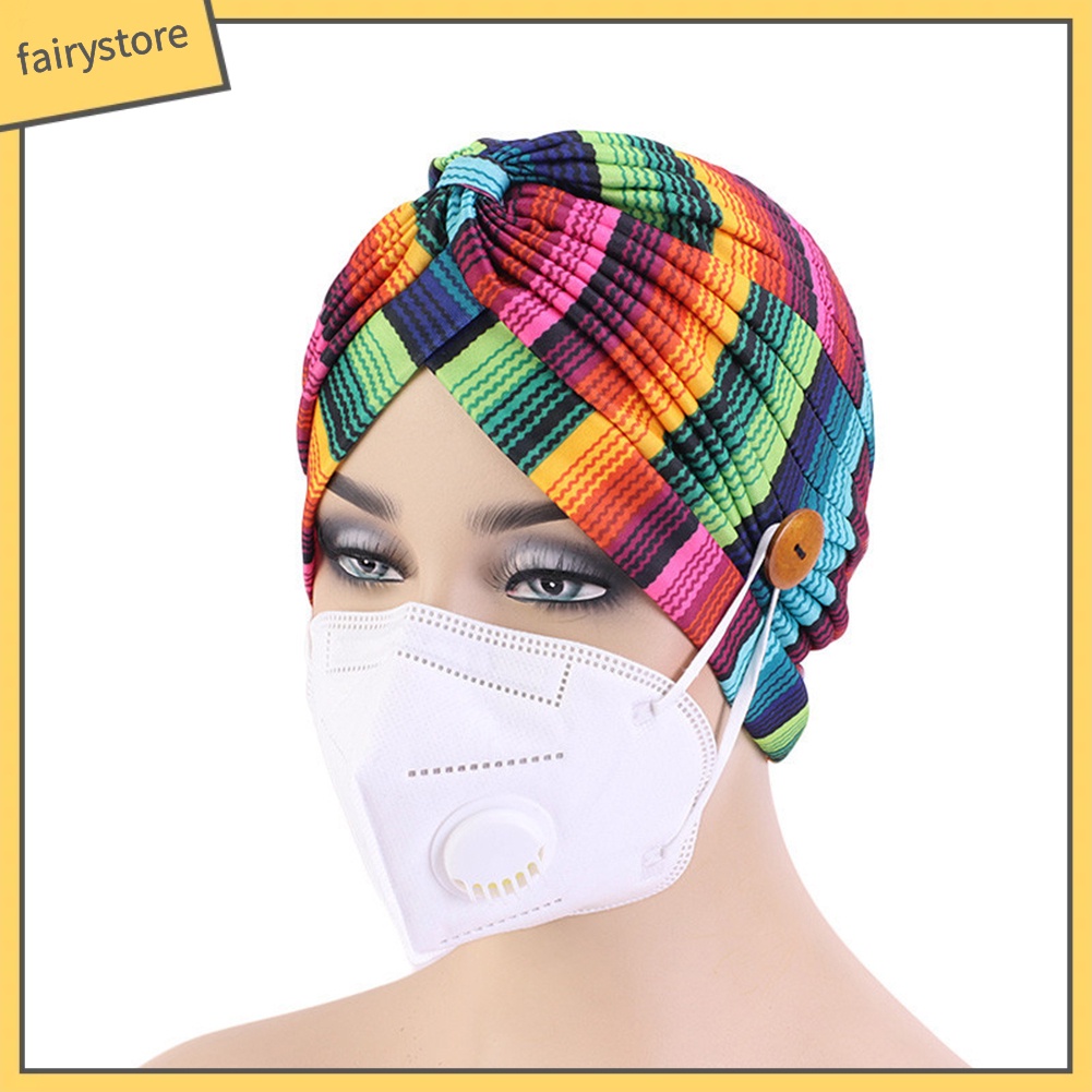 Set 2 Mũ Turban In Họa Tiết Cầu Vồng Thời Trang Nữ