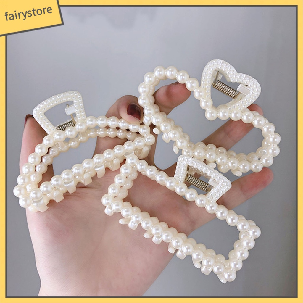 Kẹp Tóc Càng Cua Lớn Đính Ngọc Trai Giả Thanh Lịch Cho Nữ