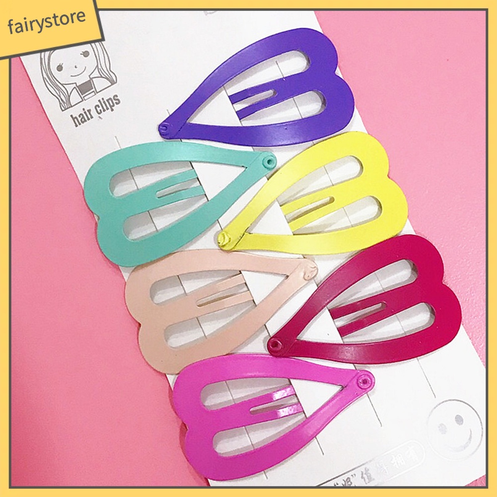 Set 6 Kẹp Tóc Hình Ngôi Sao / Trái Tim Màu Sắc Kẹo Ngọt