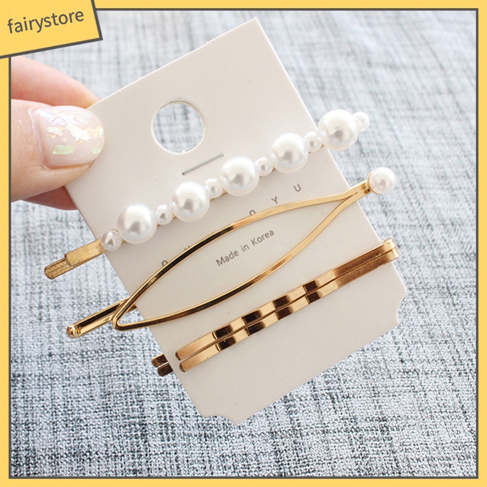 Set 3 / 4 / 5 Kẹp Tóc Đính Ngọc Trai Giả Thời Trang Nữ
