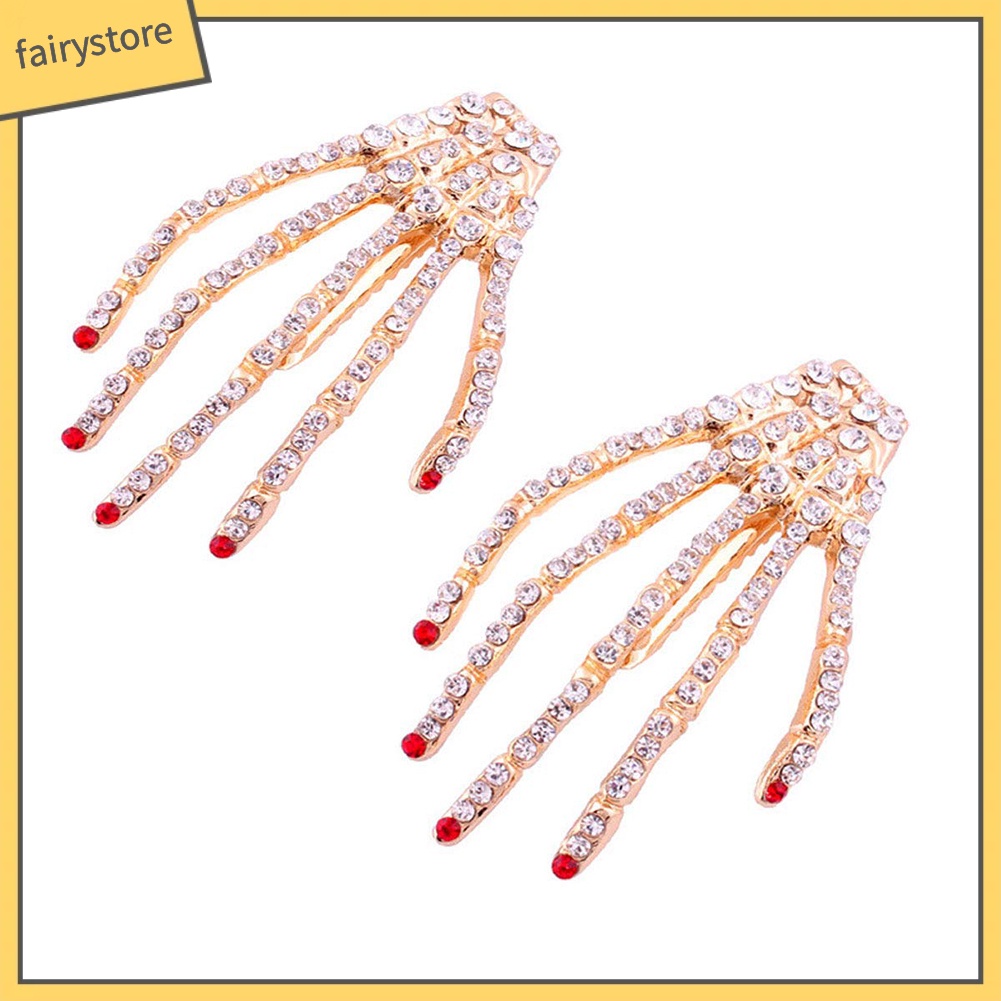 Kẹp Tóc Hình Bàn Tay Đầu Lâu Đính Đá Hóa Trang Cho Nữ