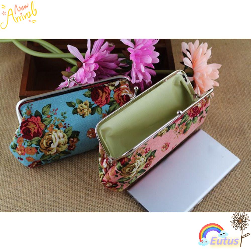 Ví Đựng Tiền Xu Chất Liệu Canvas Họa Tiết Hoa Xinh Xắn