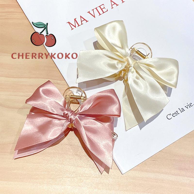 🍒🍒CHERRYKOKO Kẹp tóc càng cua đính nơ ruy băng phong cách Hàn Quốc đơn giản thời trang dành cho nữ