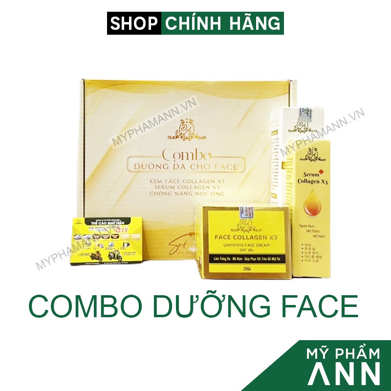 Kem Face Đông Anh Collagen X3 và Serum Căng Bóng Da Mặt X3 và Kem Chống Nắng X3 chính hãng Mỹ Phẩm Đông Anh