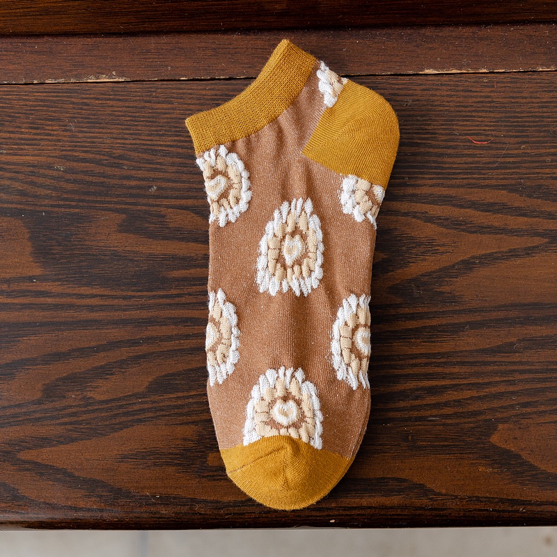 Vớ Cotton Mỏng Thoáng Khí Thấm Hút Mồ Hôi Họa Tiết Hoa Hướng Dương Thời Trang Xuân Hè Cho Nữ