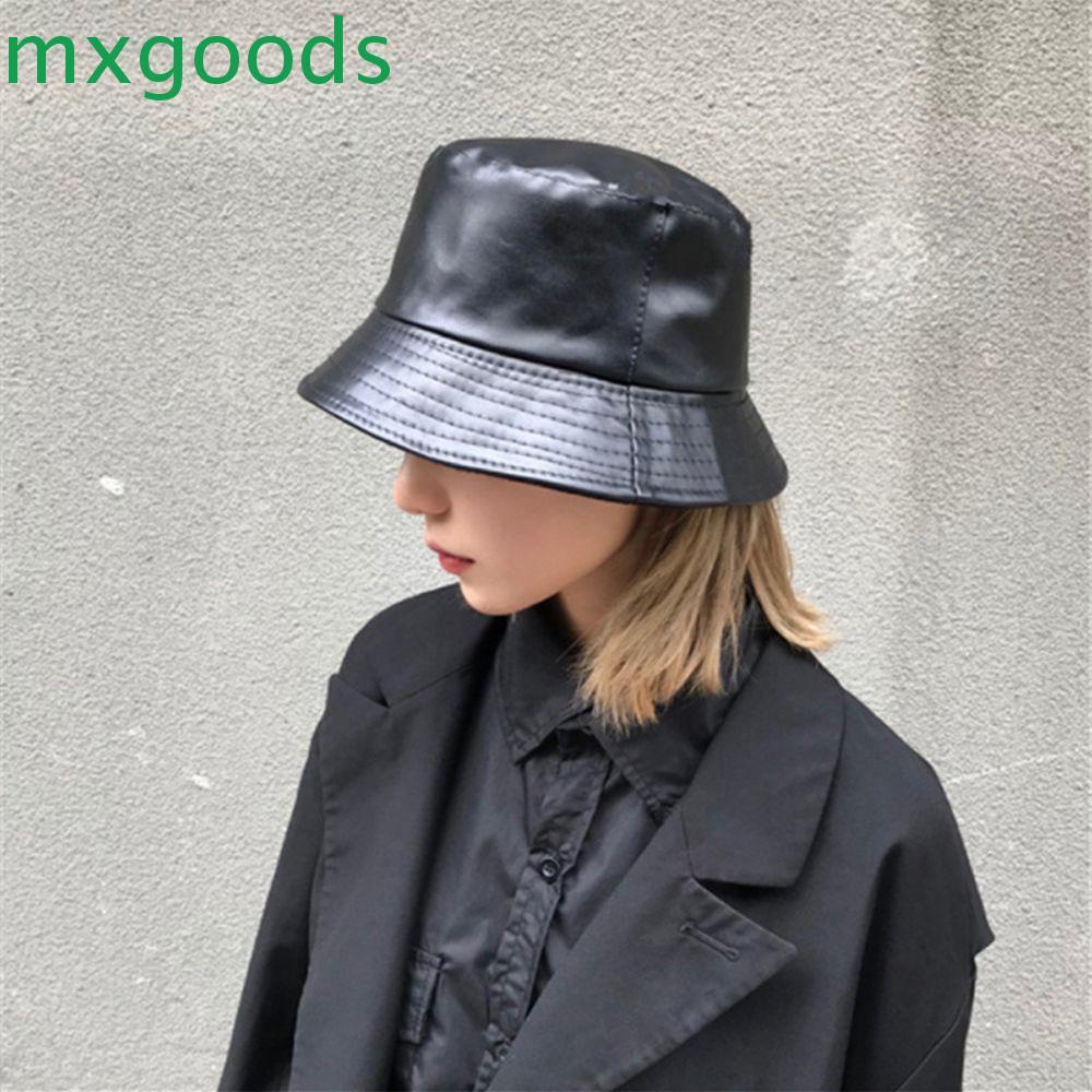 Mũ Tai Bèo Chất Liệu Da PU Màu Đen Phong Cách Retro Cho Nam Nữ