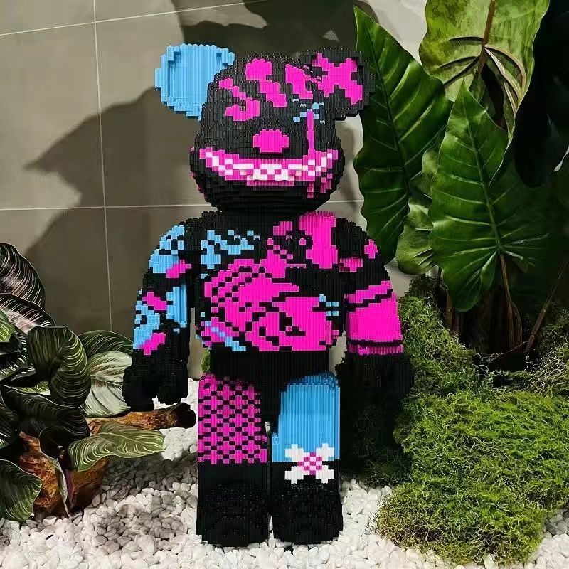 Mô hình lắp ráp lego XIZAI gấu Bearbrick cỡ lớn Jinx 55cm nhân vật liên minh huyền thoại trưng bày trang trí 3D CỰC HOT