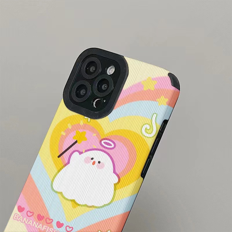 Ốp Điện Thoại Da In Hình Ma Màu gradient Cho iPhone 7 / 8plus 11Promax 14 13Pro 11 12 6s plus 14 13Pro xr xs max 7 12Promax