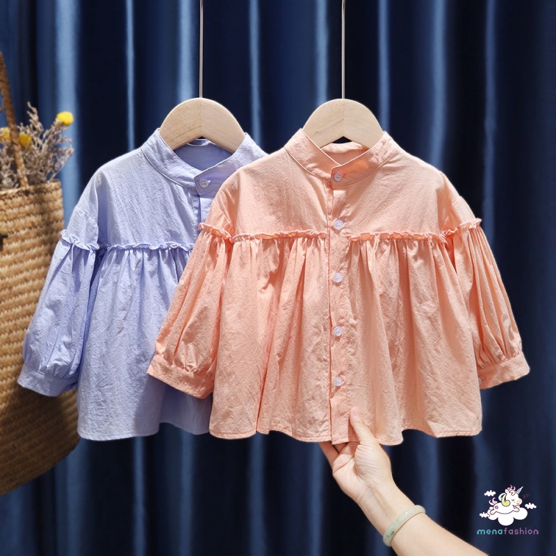 Áo Sơ Mi Xanh Dương Phong Cách Phương Tây Cho Bé Gái 2 Plus Size 130