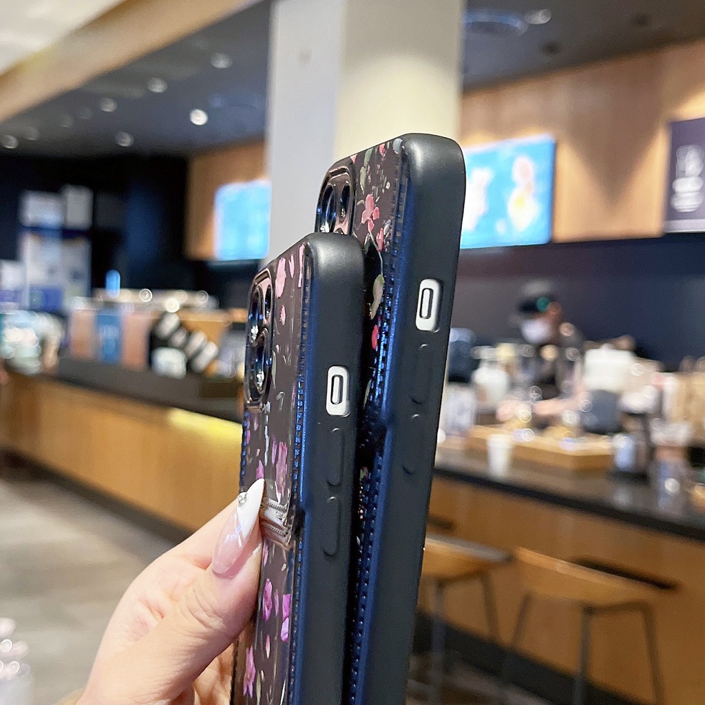 Ốp Điện Thoại TPU Silicon Mềm Chống Sốc In Họa Tiết Hoa Kèm Ngăn Đựng Thẻ Dành Cho iPhone 14 13 12 11 PRO MAX