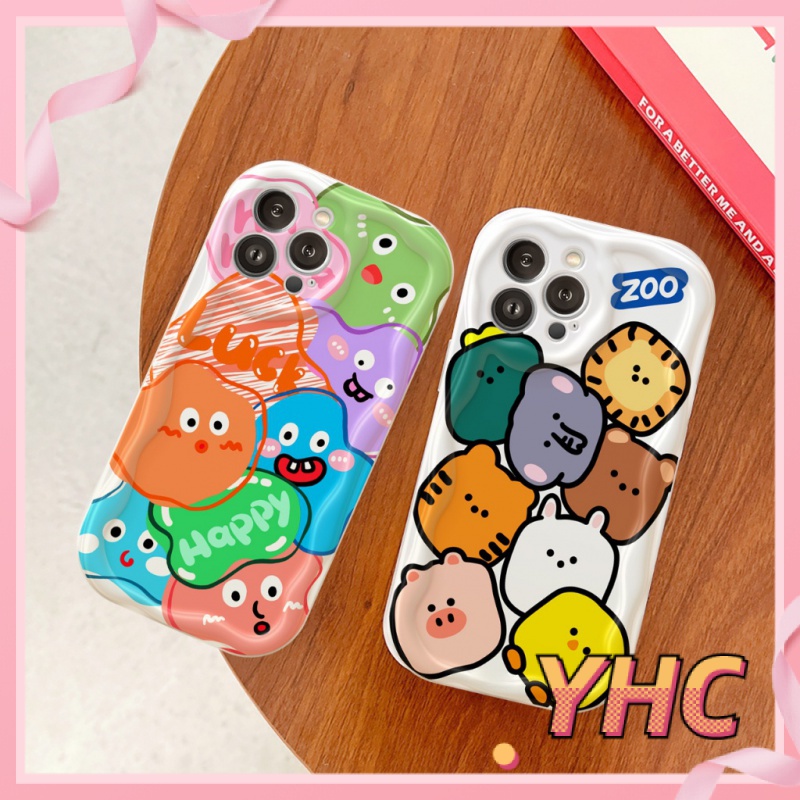 Ốp Lưng iPhone Bánh quy graffiti, động vật và quái vật bong bóng đáng yêu, viền sóng 3D, vỏ điện thoại máy ảnh chống rung Cho Iphone 6 / 6S / 6splus / se / 7 / 7plus / 8 / 8plus / X / xs / xsmax / 11 / 12 / 13 / 14 / Plus / pro / pro max-217