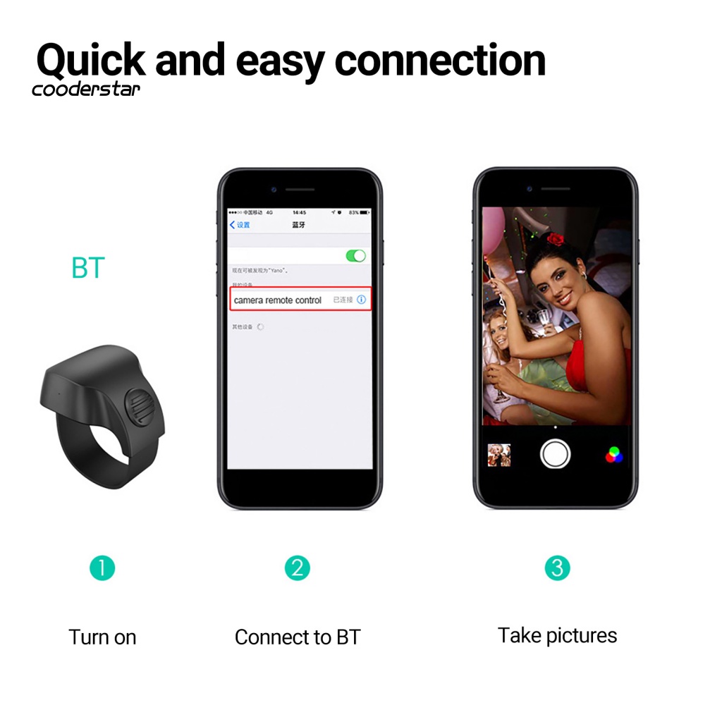 Điều Khiển Chụp Ảnh Từ Xa Không Dây Bluetooth Có Thể Sạc Lại