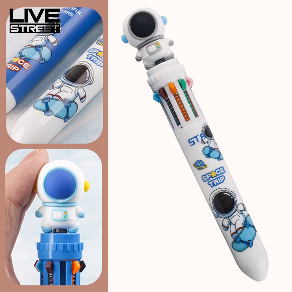 Bút Bi Lăn Mực Không Đổi Màu Hình Phi Hành Gia Hoạt Hình Có Thể Thu Gọn