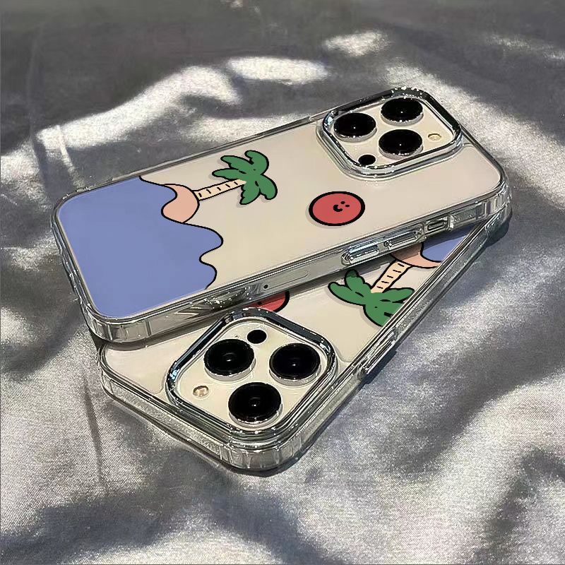 ✅Ốp Điện Thoại Mềm Chống Sốc Họa Tiết Cây Dừa Đơn Giản Cho Iphone 11 12 14Pro 7 8 13