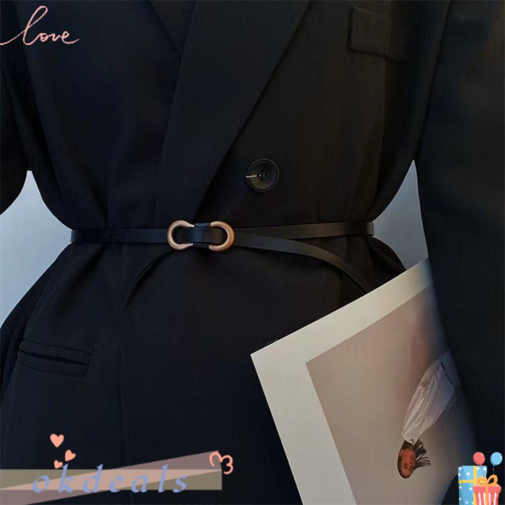 OKDEALS Thắt Lưng Da Mỏng Phong Cách Gothic Cổ Điển Sang Trọng