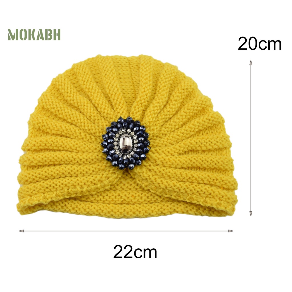 [Mok Abh] Mũ Beanie Sợi Acrylic Pha Lê Nhân Tạo Rộng Gấp Lại Được Dùng Hàng Ngày Dành Cho Bạn Nữ