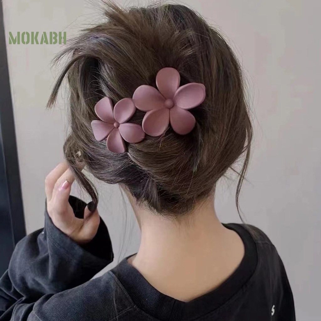 Kẹp Tóc Hình Hoa Hai Lớp Chống Trượt Chống Rơi Màu Trơn Thanh Lịch