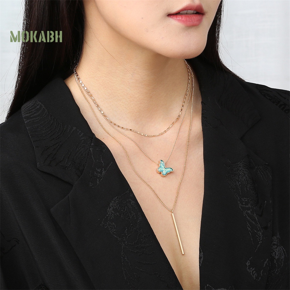 Vòng cổ Nhiều Lớp Họa Tiết Hình Con Bướm Theo Phong Cách Bohemian