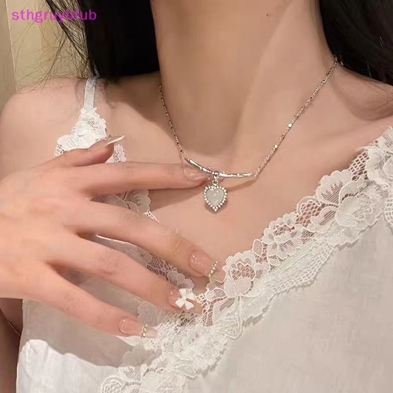 Vòng cổ STHB Y2K Mặt Hình Trái Tim Thắt Nơ Chéo Thời Trang Cá Tính