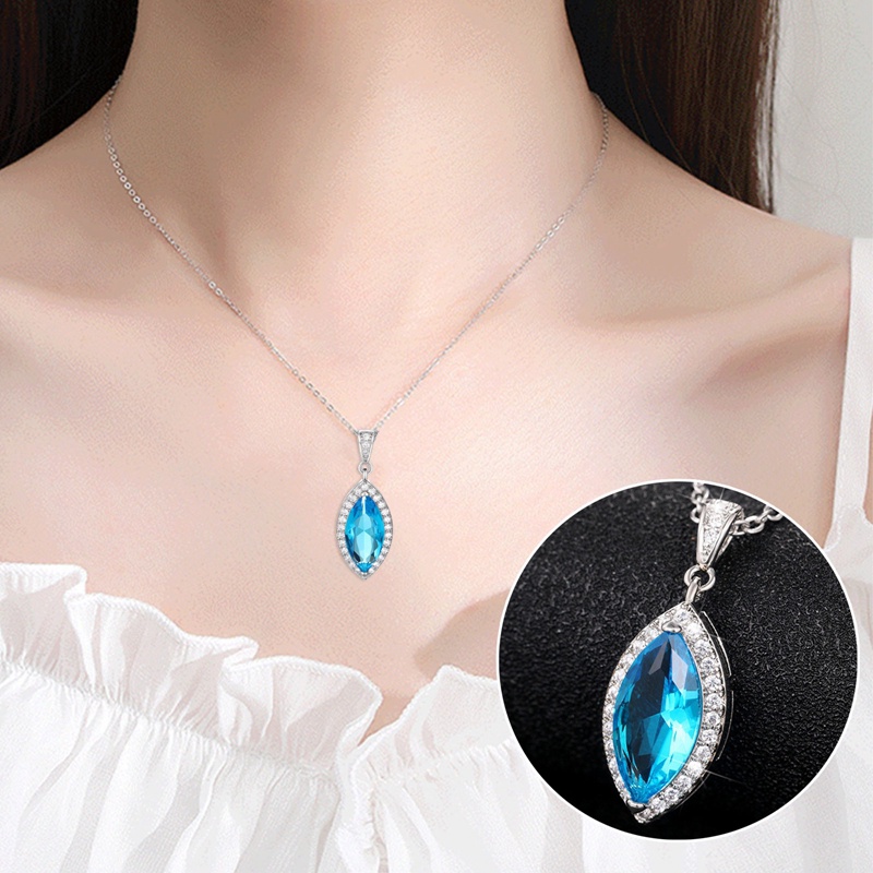 Ygt Vòng cổ Đính Đá Zircon Màu Xanh Da Trời Thời Trang Sang Trọng Dành Cho Nữ