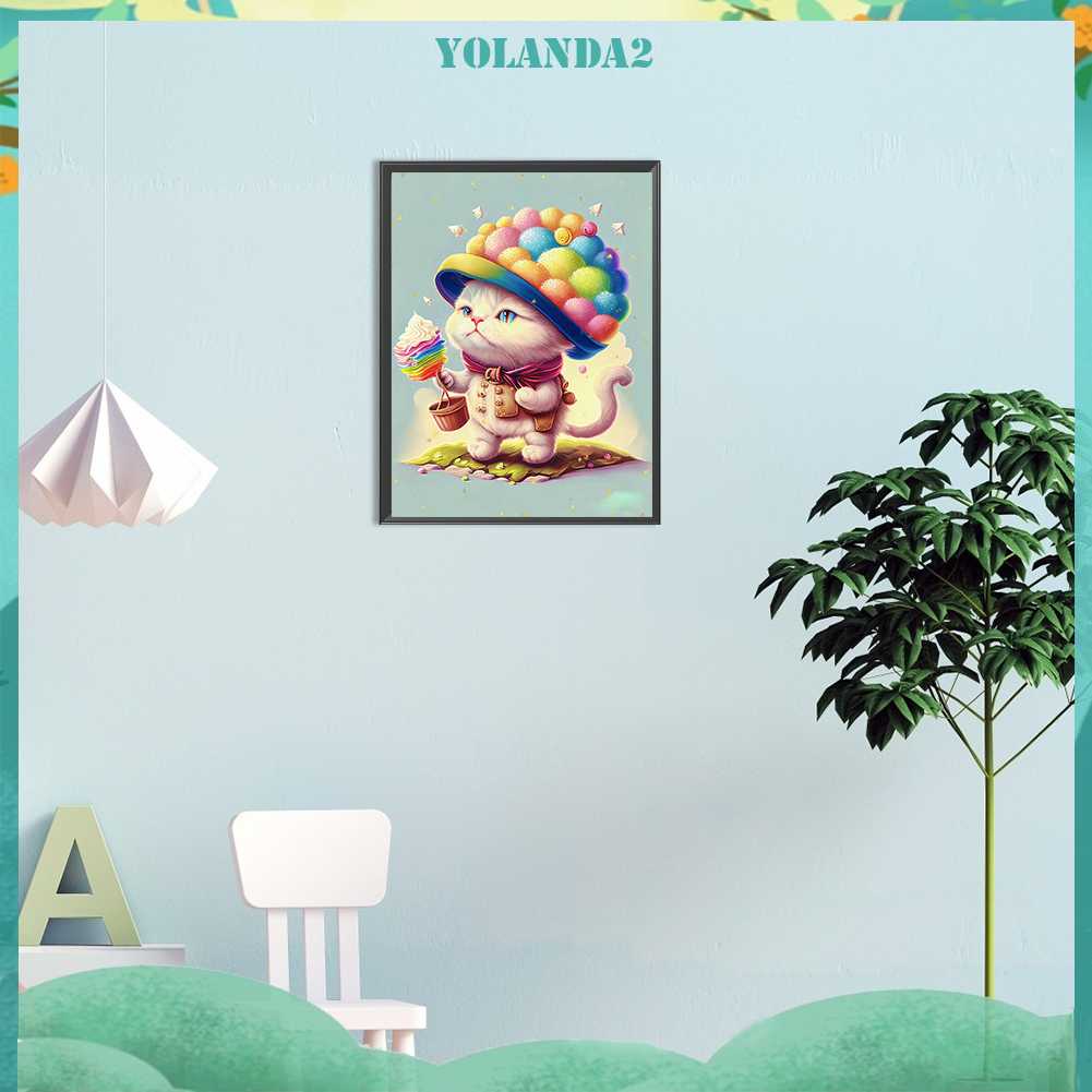 Tranh Đính Đá Kim Cương Toàn Bộ 5D DIY Hình Vẽ Mèo Trang Trí Nhà Cửa