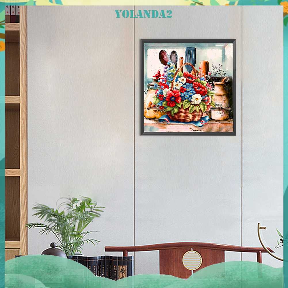 Tranh Đính Đá Kim Cương Toàn Bộ 5D DIY Hình Vẽ Hoa Trang Trí Nhà Cửa