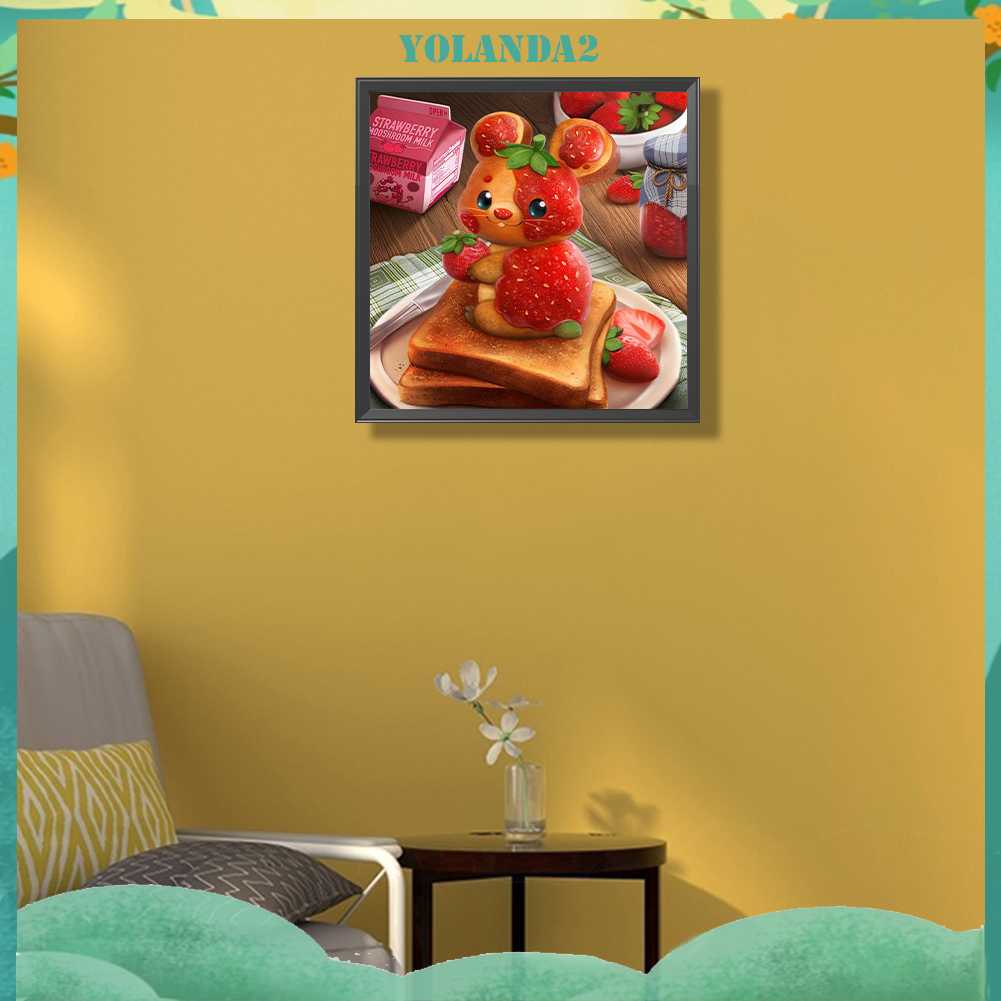 Tranh Đính Đá Kim Cương Toàn Bộ 5D DIY Hình Vẽ Thỏ Dâu Tây